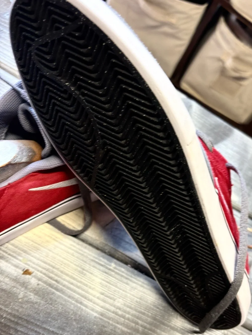 Nike Men’s Low-Top Canvas Sneakers — Gray and Red size 11.5